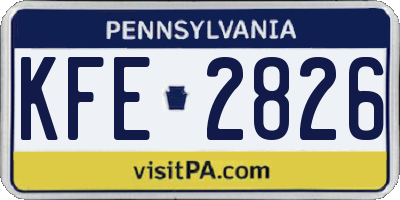 PA license plate KFE2826