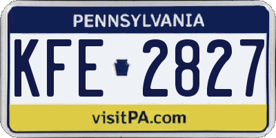 PA license plate KFE2827