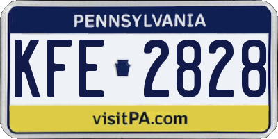 PA license plate KFE2828