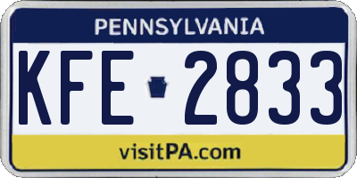 PA license plate KFE2833