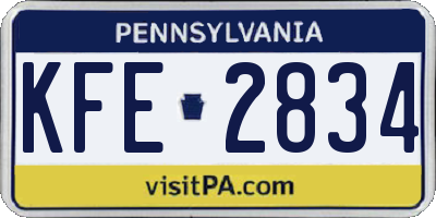 PA license plate KFE2834