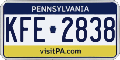 PA license plate KFE2838