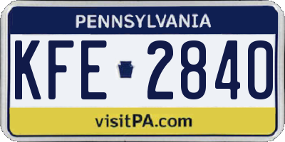 PA license plate KFE2840