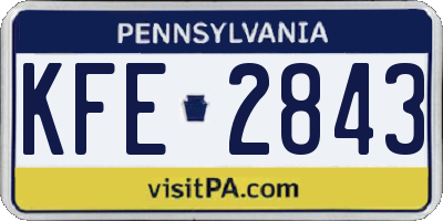 PA license plate KFE2843