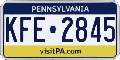 PA license plate KFE2845