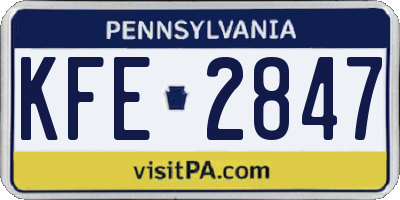 PA license plate KFE2847