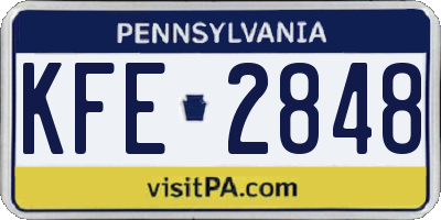 PA license plate KFE2848