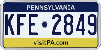 PA license plate KFE2849