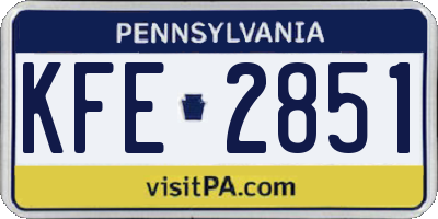 PA license plate KFE2851