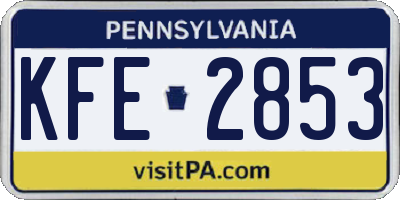 PA license plate KFE2853