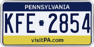 PA license plate KFE2854