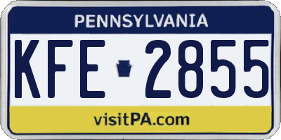 PA license plate KFE2855
