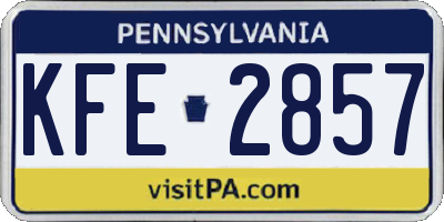 PA license plate KFE2857