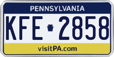 PA license plate KFE2858
