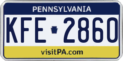 PA license plate KFE2860