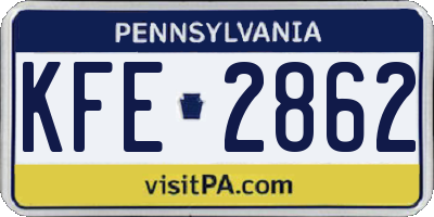 PA license plate KFE2862