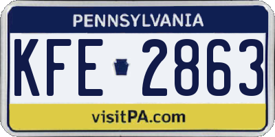 PA license plate KFE2863