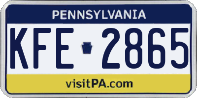PA license plate KFE2865