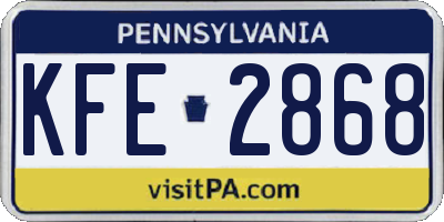 PA license plate KFE2868