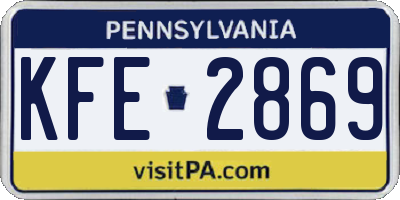 PA license plate KFE2869