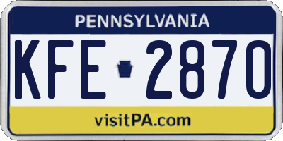 PA license plate KFE2870