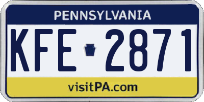 PA license plate KFE2871