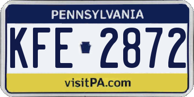 PA license plate KFE2872