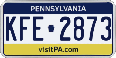 PA license plate KFE2873