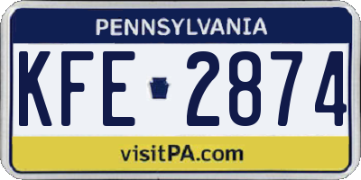 PA license plate KFE2874