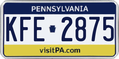 PA license plate KFE2875