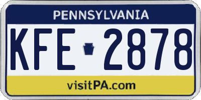 PA license plate KFE2878