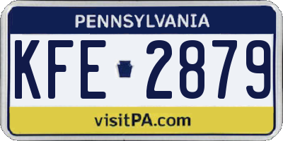 PA license plate KFE2879