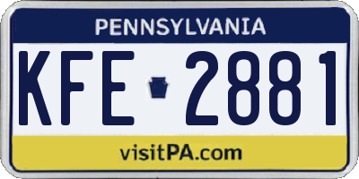 PA license plate KFE2881