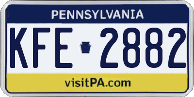 PA license plate KFE2882