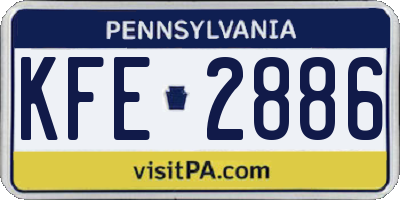 PA license plate KFE2886