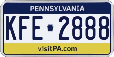 PA license plate KFE2888