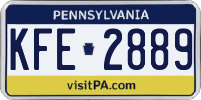 PA license plate KFE2889