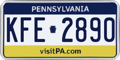 PA license plate KFE2890