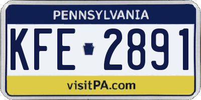 PA license plate KFE2891