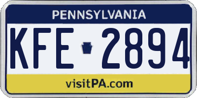 PA license plate KFE2894