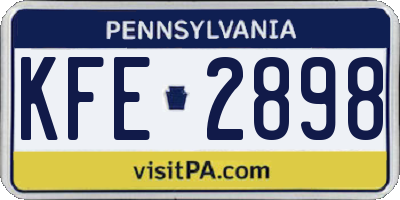 PA license plate KFE2898