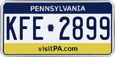 PA license plate KFE2899