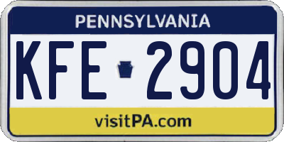 PA license plate KFE2904