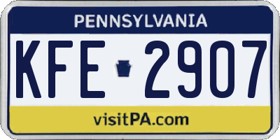 PA license plate KFE2907
