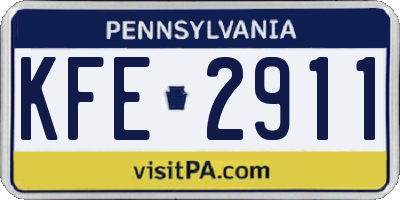 PA license plate KFE2911