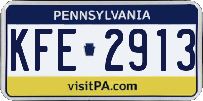 PA license plate KFE2913