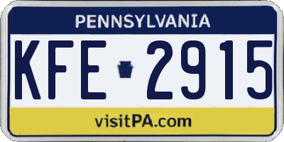 PA license plate KFE2915