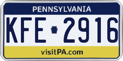 PA license plate KFE2916