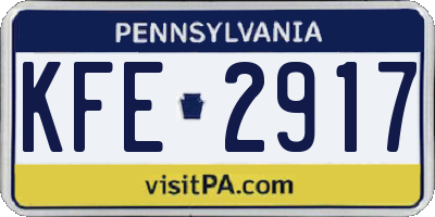 PA license plate KFE2917