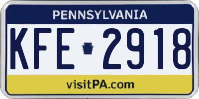 PA license plate KFE2918